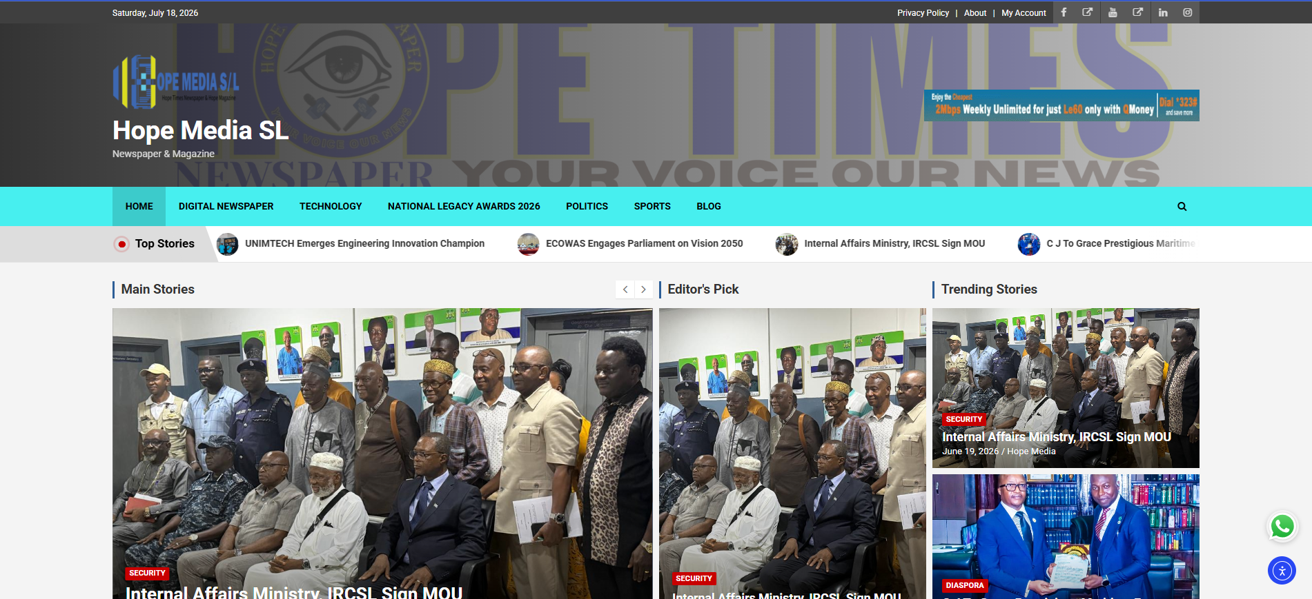 Hope Media SL Web Site