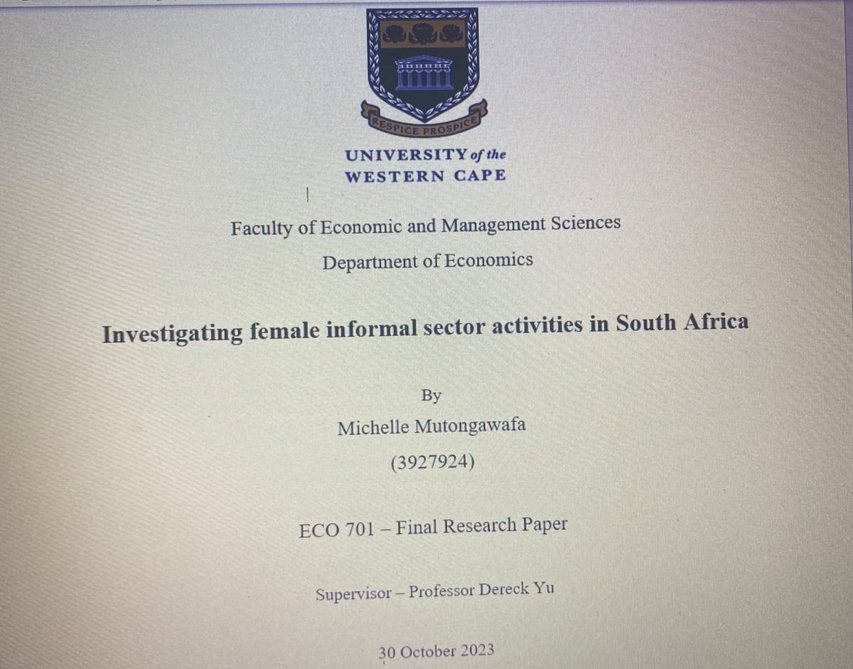 Investigating female informal sector activities in South Africa
