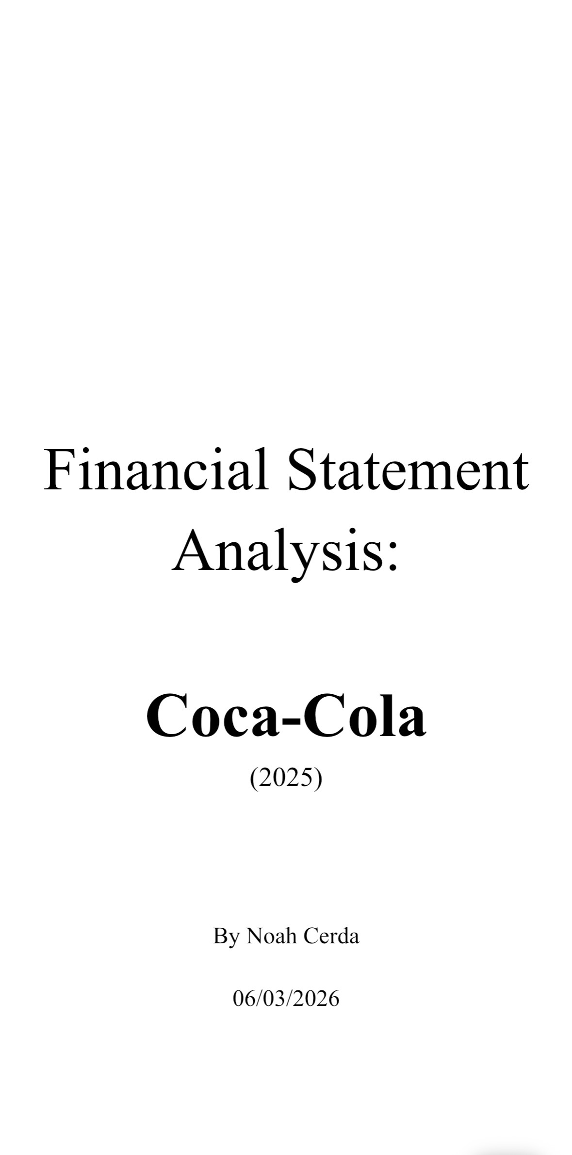 Coca-Cola Financial Statement & Investment Analysis