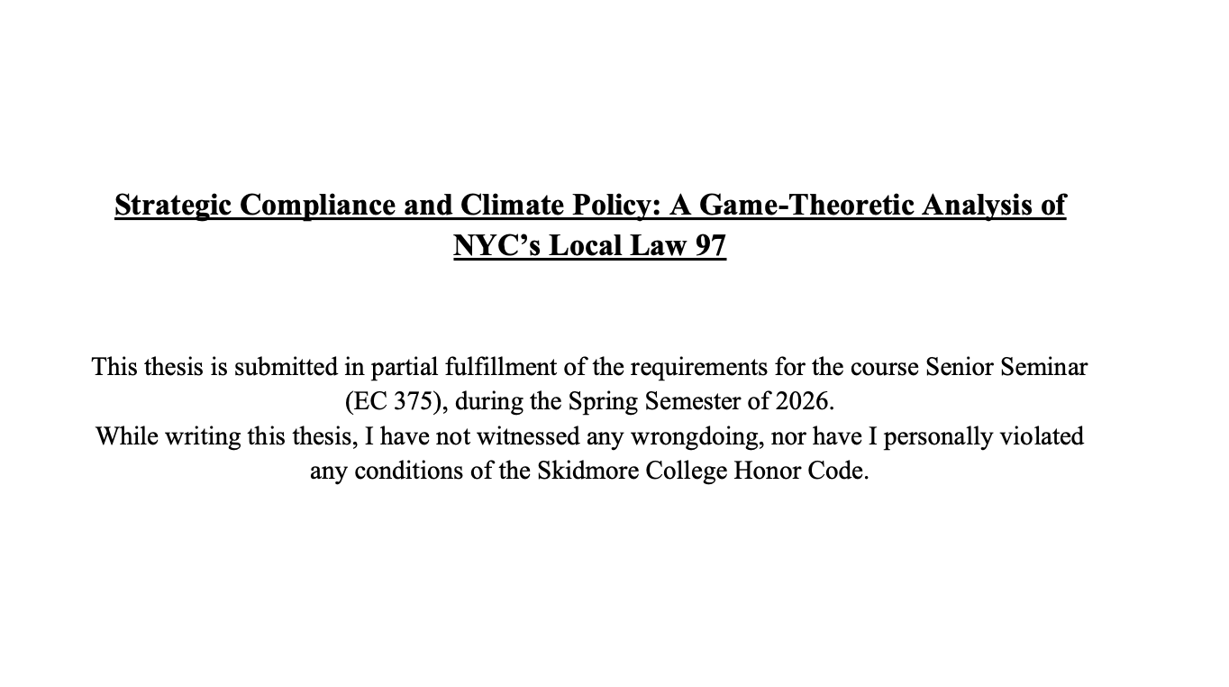 Senior Capstone Thesis | Econometric Analysis of NYC Local Law 97 Compliance
